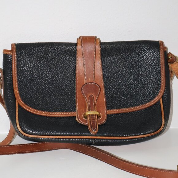 Dooney & Bourke Black Brown All Weather Leather Equestrian Shoulder Bag - Picture 3 of 16